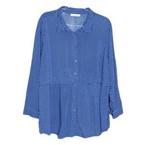 Jessy B Women’s Plus Blue Polka Dot Button Up